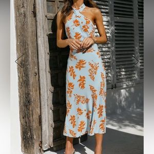 Hello Molly midi dress - blue and orange size S